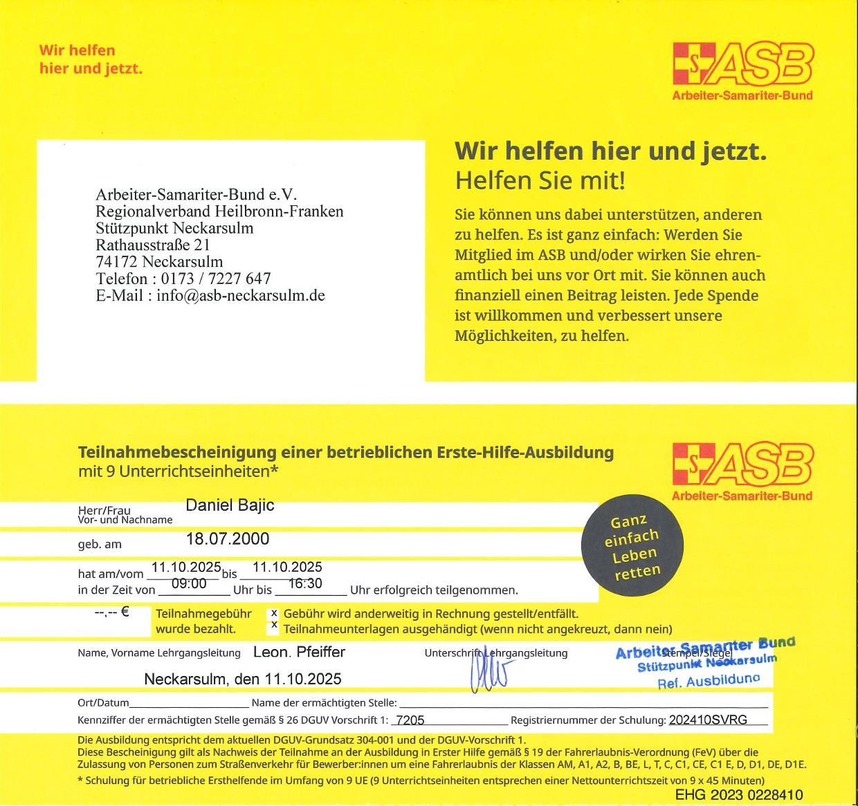 2025 10 11 Erste Hilfe Daniel Bajic