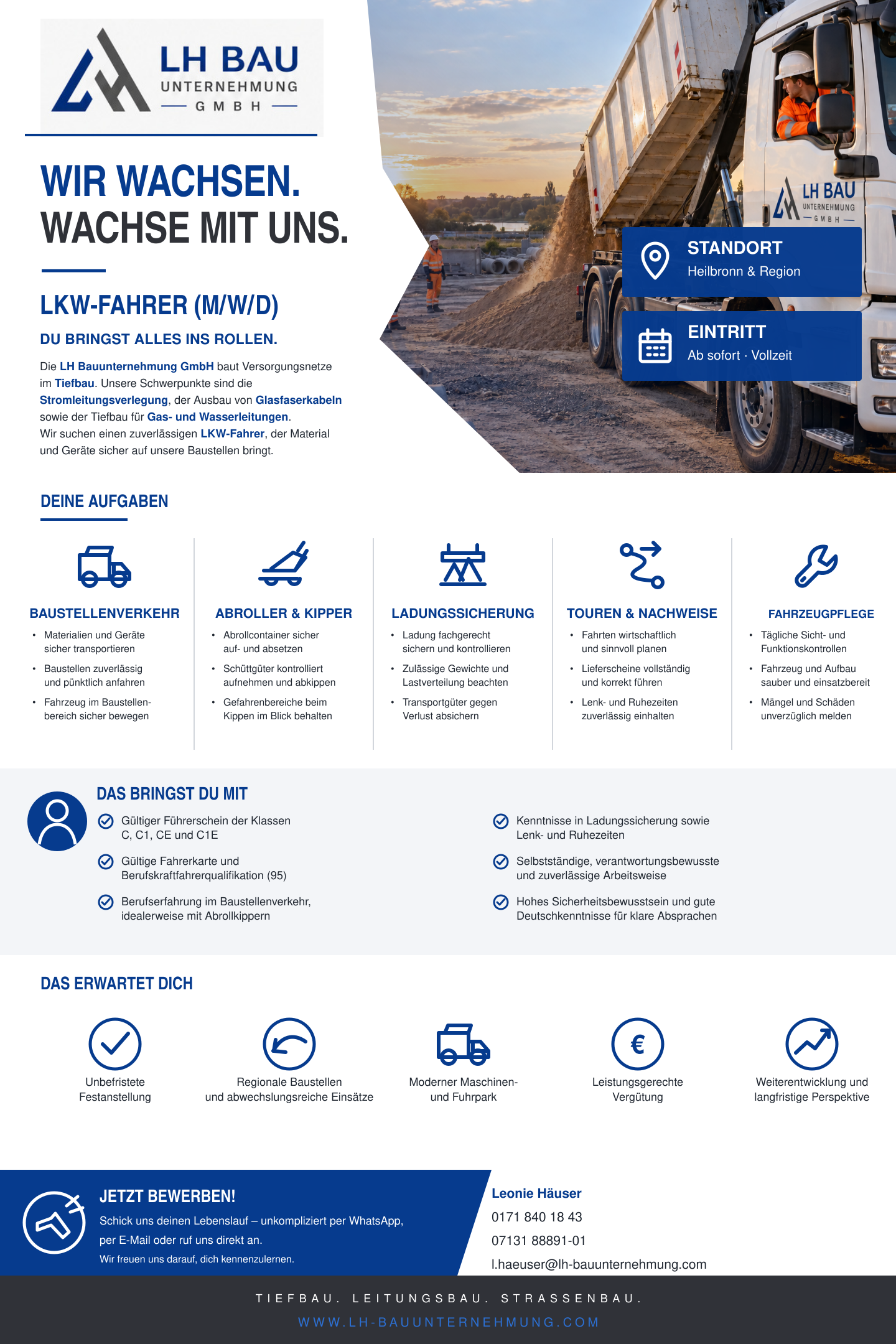 LH Bauunternehmung GmbH Leonie Häuser LKW Fahrer